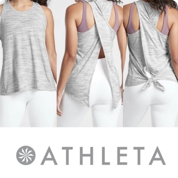 Athleta Women’s Essence Vital Tie Back Tank Top in Grey Heather Size Small NWT - Picture 1 of 5